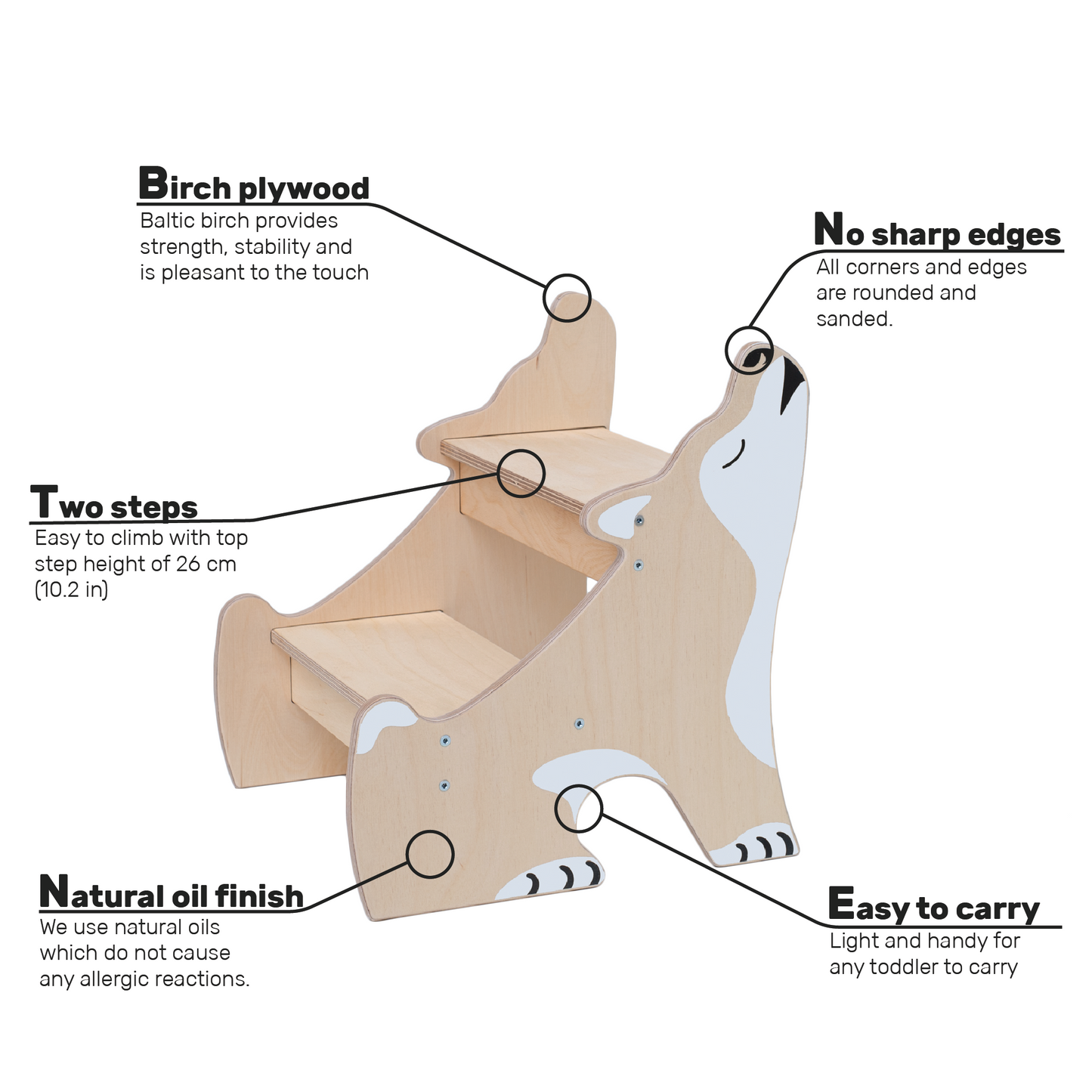 Tritthocker für Kinder - Husky Natürlich
