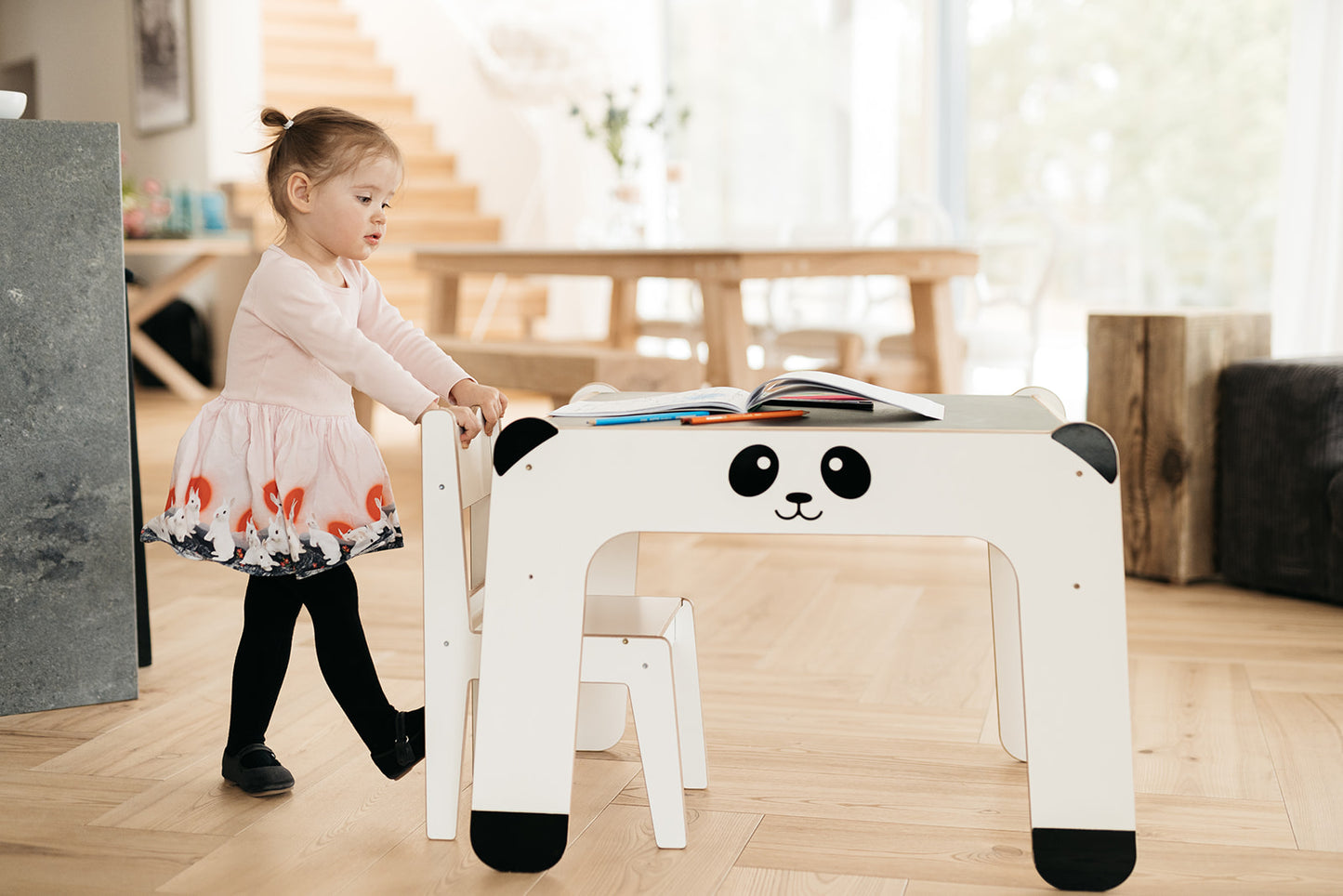 Panda Table and Chair Set - White