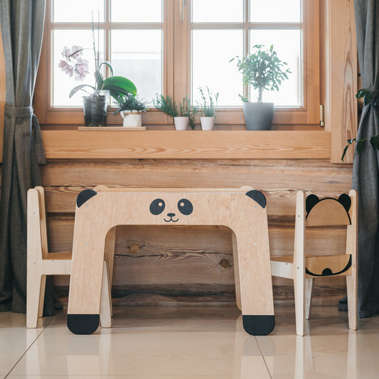 Panda Table and Chair Set - Natural