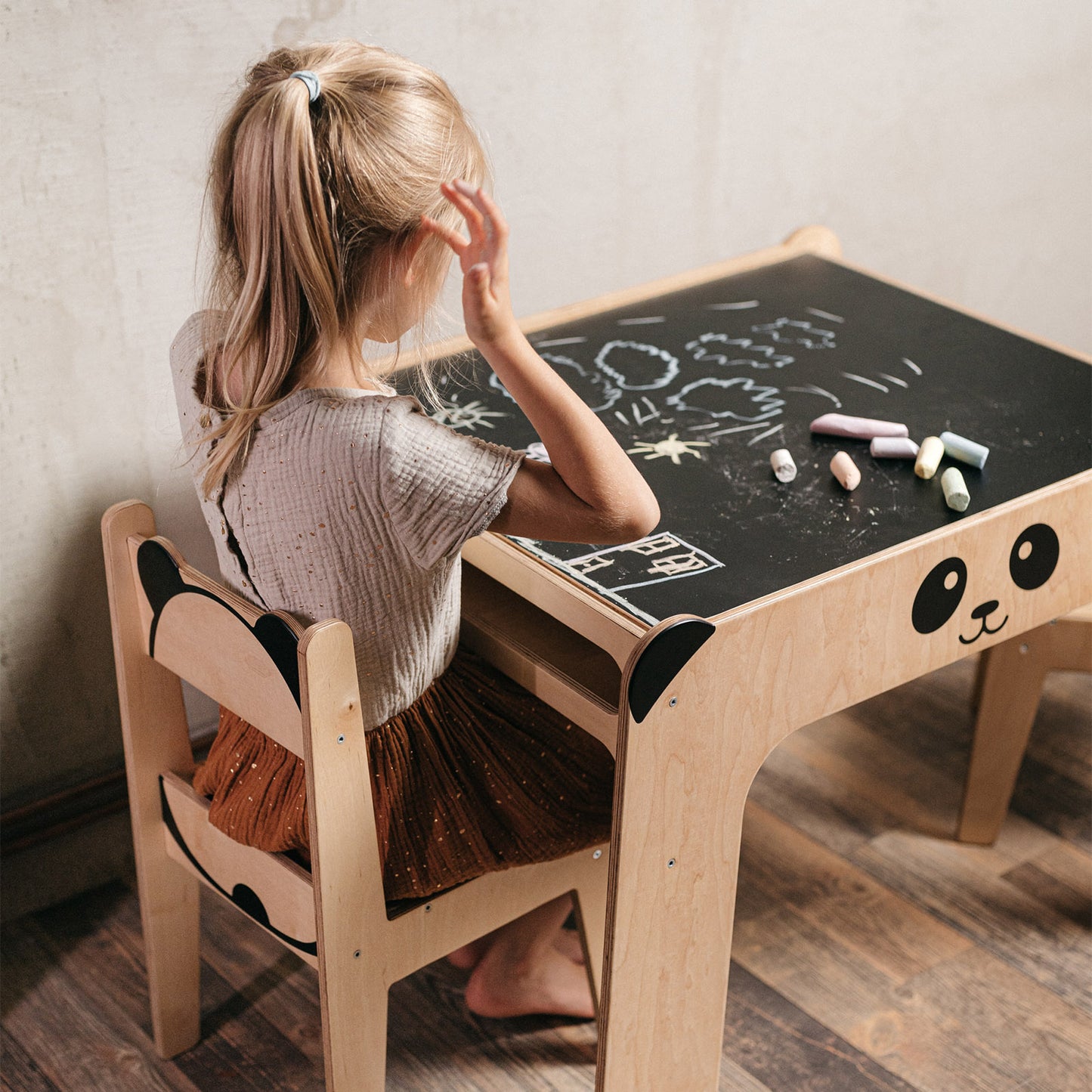Panda Table and Chair Set - Natural
