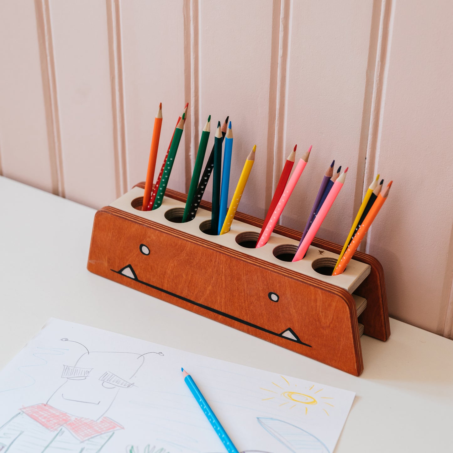 Little Monster wooden desk organizer