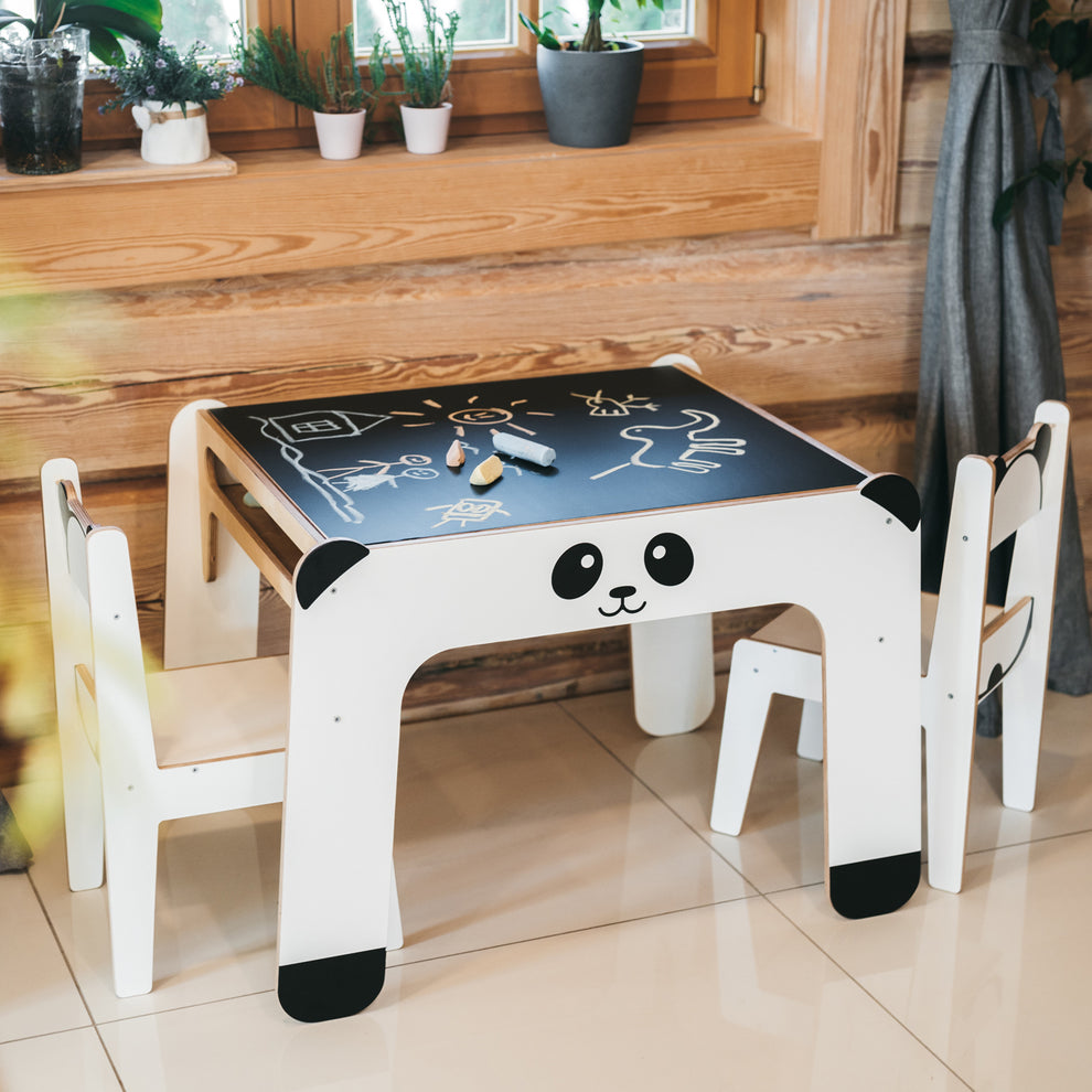 Panda Table and Chair Set - White – Wild Kids
