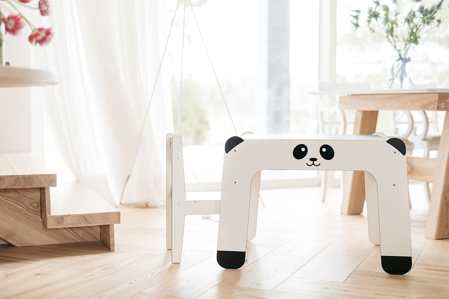 Panda Tisch- und Stuhlset – Weiß